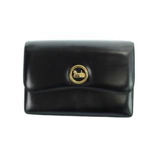 クラッチバッグ セカンドバッグ レザー キャリッジ ロゴ 馬車 ゴールド金具 黒 ブラック GY11 /MQ