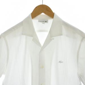 LACOSTE ポロシャツ S 白 ホワイト 半袖 ロゴ オープンカラー /GP GY18