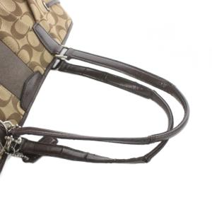 COACH F28501 トートバッグ ハンド キャンバス レザー シグネチャー ロゴ 茶 ブラウン GY18 /MQ