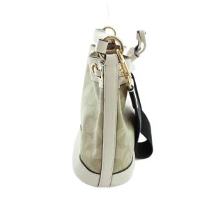 COACH C5121 ハンド ショルダーバッグ 2WAY 斜めがけ 巾着 PVC レザー シグネチャー ロゴ ベージュ