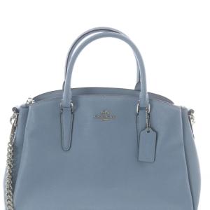 正規品 COACH 2wayショルダーバッグ ライトブルー ショルダーバッグ レザー ロゴ チェーンショルダー ハンドバッグ 2way