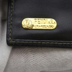 FENDI 財布 二つ折り がま口 ペカン柄 ロゴ PVC ブラック ブラウン /YO15 GY17