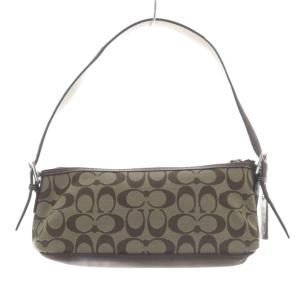 COACH ハンドバッグ シグネチャー柄 キャンバス レザー スエード  型押しロゴ 茶色 ブラウン /SR GY1