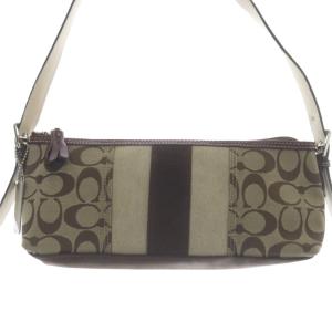 COACH ハンドバッグ シグネチャー柄 キャンバス レザー スエード  型押しロゴ 茶色 ブラウン /SR GY1