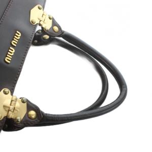 miumiu ハンドバッグ スタッズ ブラウン