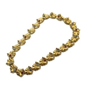 ネックレス アクセサリー ボタニカルデザイン ラインストーン ビジュー ゴールド色 GY18 /MQ