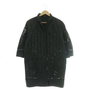 レースシャツジャケット 刺繍 花柄 40 ブラック /DF GY18