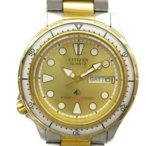 ジャンク品 2854-269373 腕時計 ウォッチ クォーツ カレンダー付き ゴールド色 シルバー色