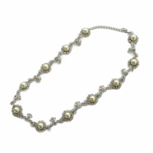 ネックレス パール クリスタル 7mm シルバーカラー