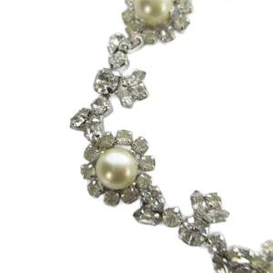 Christian Dior ネックレス パール クリスタル 7mm シルバーカラー