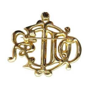 Christian Dior ピンブローチ エンブレム アクセサリー ラインストーン ロゴ ゴールド色 GY18 /MQ OH