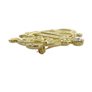 Christian Dior ピンブローチ エンブレム アクセサリー ラインストーン ロゴ ゴールド色 GY18 /MQ OH