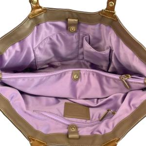 COACH トートバッグ キャンバス エナメル レザー シグネチャー パッチワーク ロゴ ポーチ付き マルチカラー