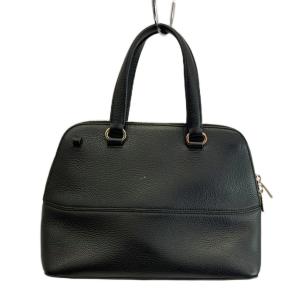 ハンドバッグ ショルダー 2WAY レザー ロゴ ゴールド金具 黒 ブラック