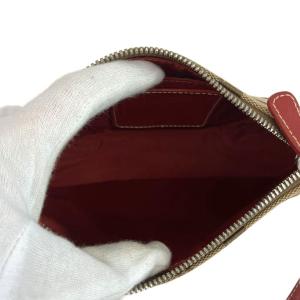 COACH ハンドバッグ アクセサリーポーチ キャンバス レザー シグネチャー ベージュ 赤 レッド 6094 /XZ