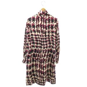 BURBERRY LONDON ワンピース ロング 総柄 ハウンドトゥース 38 ホワイト パープル ブラック /ES GY11