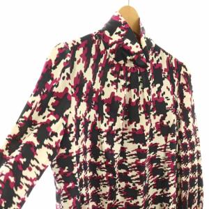 BURBERRY LONDON ワンピース ロング 総柄 ハウンドトゥース 38 ホワイト パープル ブラック /ES GY11