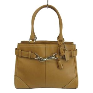 ハンプトンズ Hamptons ハンドバッグ トート レザー ロゴ シルバー金具 茶色 ブラウン F08A70
