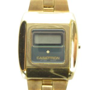 ジャンク品 06-504 CASIOTRON 腕時計 ウォッチ クォーツ デジタル ロゴ ゴールド色 GY18
