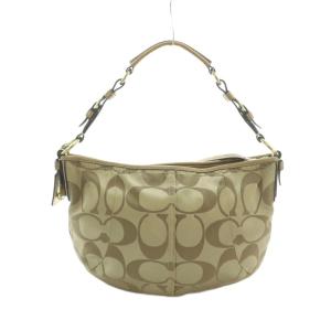COACH ショルダーバッグ キャンバス レザー シグネチャー柄 ベージュ ゴールドカラー 12675 /MI GY11