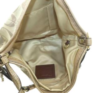 COACH ショルダーバッグ キャンバス レザー シグネチャー柄 ベージュ ゴールドカラー 12675 /MI GY11