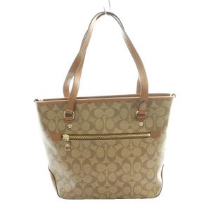 COACH シグネチャーPVCレザートートバッグ ハンド 茶 ブラウン ベージュ F58294 /SS OS GY11