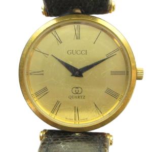 ジャンク品 腕時計 ウォッチ クォーツ ローマン ラウンド レザーベルト ゴールド色 GY18 /MQ
