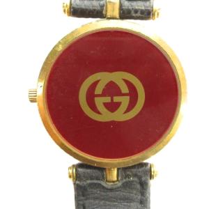 GUCCI ジャンク品 腕時計 ウォッチ クォーツ ローマン ラウンド レザーベルト ゴールド色 GY18 /MQ