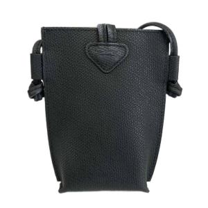 Longchamp ル ロゾ Le Roseau スマートフォンケース ショルダーバッグ レザー ロゴ 黒 ブラック /XZ