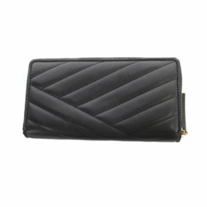 TORY BURCH キラ シェブロン コンチネンタル 長財布 ウォレット キルティング レザー ラウンドファスナー 黒 ブラック