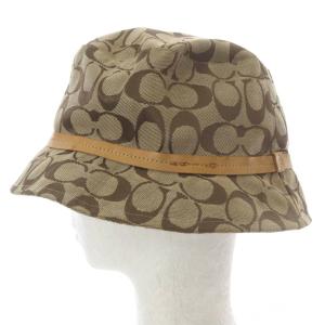 帽子 バケットハット シグネチャー キャンバス レザー M/L ブラウン /YO25 GY11
