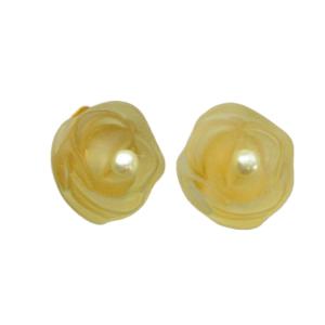 イヤリング アクセサリー 両耳用 クリップ式 フラワー バラ フェイクパール ゴールド色 GY18 /MQ