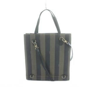 FENDI  ハンドバッグ ショルダー 2WAY PVC レザー ロゴ 総柄 茶 ブラウン GY18 /MQ OH
