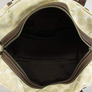 COACH ハンドバッグ ミニボストン キャンバス レザー シグネチャー アイボリー 茶色 ブラウン 10078 /XZ
