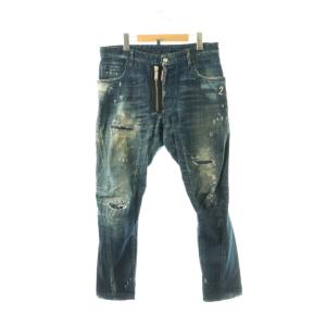 デニム ジーンズ クラッシュ リペア USED加工 46 インディゴブルー /DO GY17
