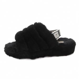 UGG フラッフイヤースライド Fluff Yeah Slide サンダル シューズ シープスキン 24cm 黒