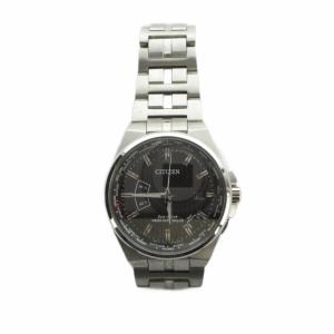 CITIZEN ジャンク品 腕時計 ウォッチ H145-S116643 ソーラー カレンダー付き シルバー色 GY18