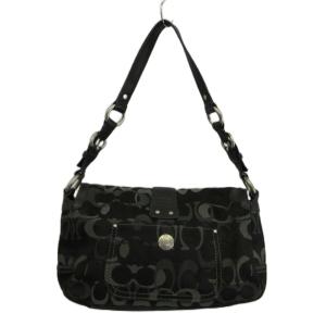 COACH ソーホー シグネチャー ハンドバッグ ワンショルダー キャンバス レザー 黒 ブラック 10144 /XZ
