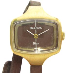 ジャンク品 BULOVA 4-22043 腕時計 ウォッチ クォーツ レザーベルト ゴールド色 GY18