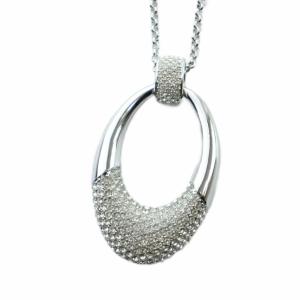 ネックレス アクセサリー ペンダント オーバル ラインストーン シルバー色 GY18 /MQ