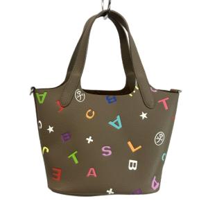 ライラ Lyra ミニトートバッグ ハンド ショルダー 2WAY 牛革 レザー モノグラム ロゴ グレージュ