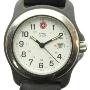 SWISS ARMY 腕時計 ウォッチ クォーツ 白文字盤 カレンダー付き 黒 ブラック GY18 /MQ
