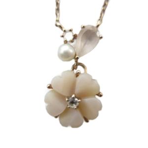 ネックレス アクセサリー Silver925 ラインストーン 花 ピンクゴールド色 GY18 /MQ