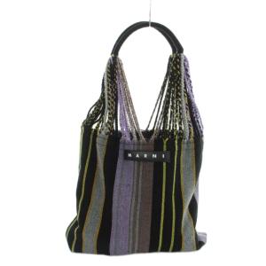 フラワーカフェシリーズ ハンモックバッグ トート ハンド ストライプ ロゴ ニット マルチカラー SHMH0009A0R0002