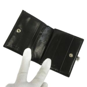PRADA コンパクトウォレット 財布 二つ折り がま口 レザー ロゴ 型押し 黒 ブラック /XZ GY11