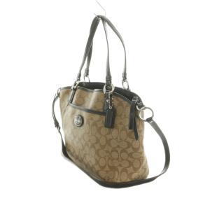 COACH 2WAY ハンドバッグ トートバッグ ショルダーバッグ シグネチャー柄 ベージュ F19818 /MI