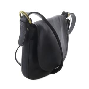 COACH OLD オールド ショルダーバッグ レザー フラップ 型押しロ 黒 ブラック 4150 /SR