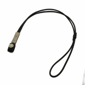 ネックストラップ チャーム レザー ロゴ 黒 ブラック GY18 /MQ