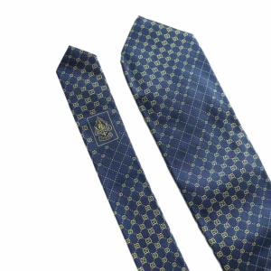 GUCCI ネクタイ レギュラータイ GG柄 総柄 シルク 紺 ネイビー 黄色 イエロー /SS OS OH GY18