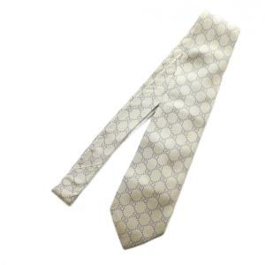 GUCCI ネクタイ レギュラータイ GG柄 総柄 シルク ベージュ 紫 パープル /SS OS GY18